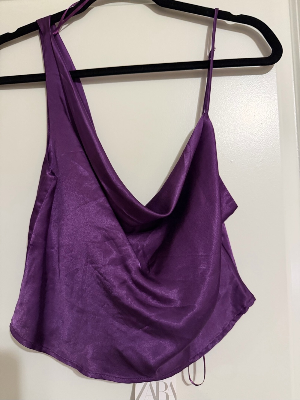 Zara Purple Satin Cowl Neck Camisole